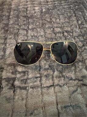 Ray-Ban Gold Frame Sunglasses with Black Lenses